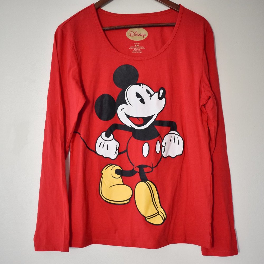 Disney Mickey Mouse bright red long-sleeve tee